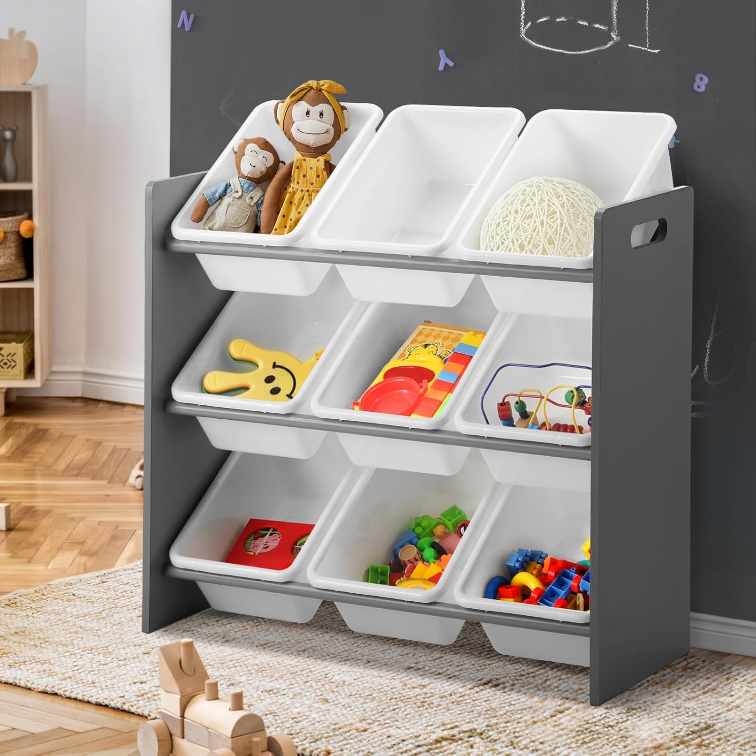 Oikiture Toy Storage Kids 9 Bins Storage Organiser