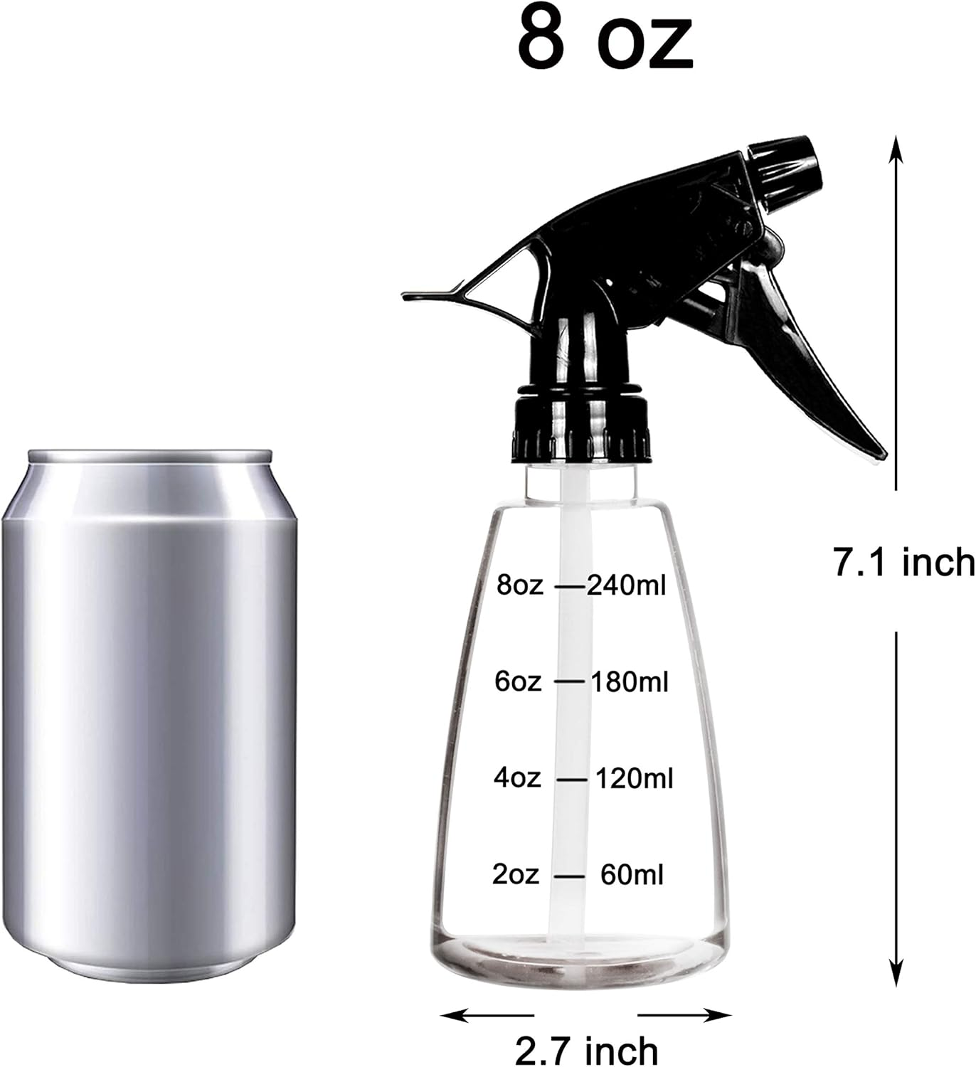 Youngever 6 Pack Clear Empty Plastic Spray Bottles, Spray Bottles for Hair and Cleaning Solutions (8 Ounce) image number 2