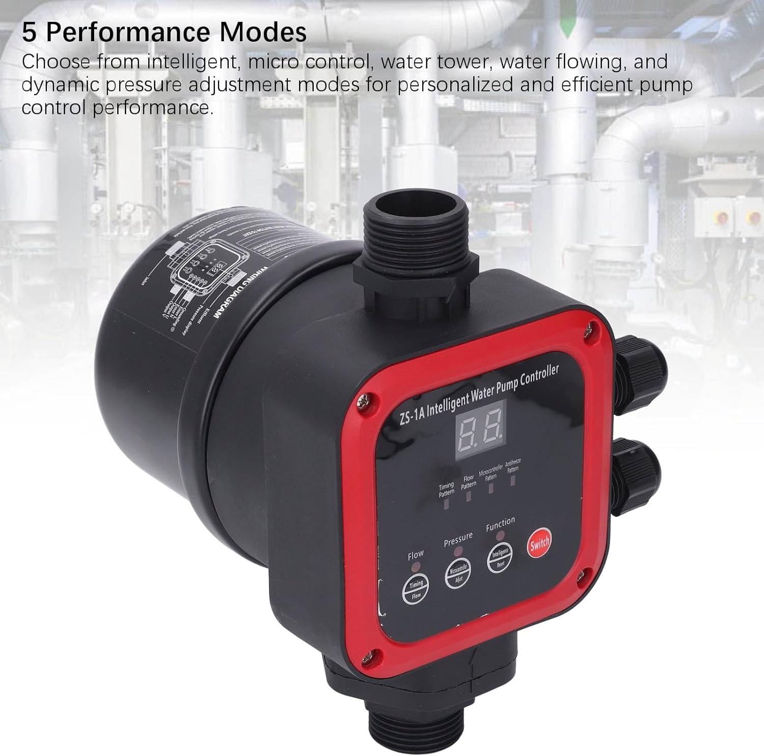 Smart Pump Controller, 10 Bar Automatic Pressure Switch, Adjustable Electronic Switch Controller with 5 Modes for Garden Pump, Jet Pump, Well Pump, Self Priming PUM image number 5