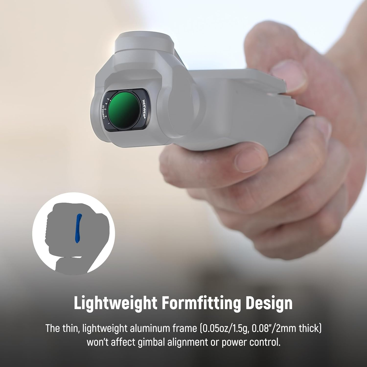 NEEWER Variable ND & 1/4 Black Diffusion Effect Filter Compatible with DJI Osmo Pocket 3 Creator Combo Accessories, Magnetic Action Camera ND2-32 Lens Filter Kit & 2 Screen image number 2