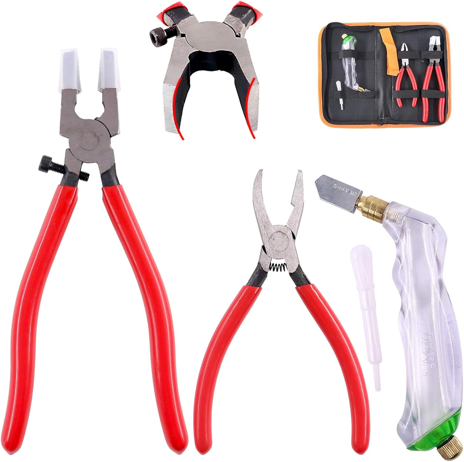 Hilitchi 3-Pcs Premium Glass Running Breaking Pliers and Pistol Grip Cutter Set Glass Tool for Stained Glass, Mosaics and Fusing Work image number 4