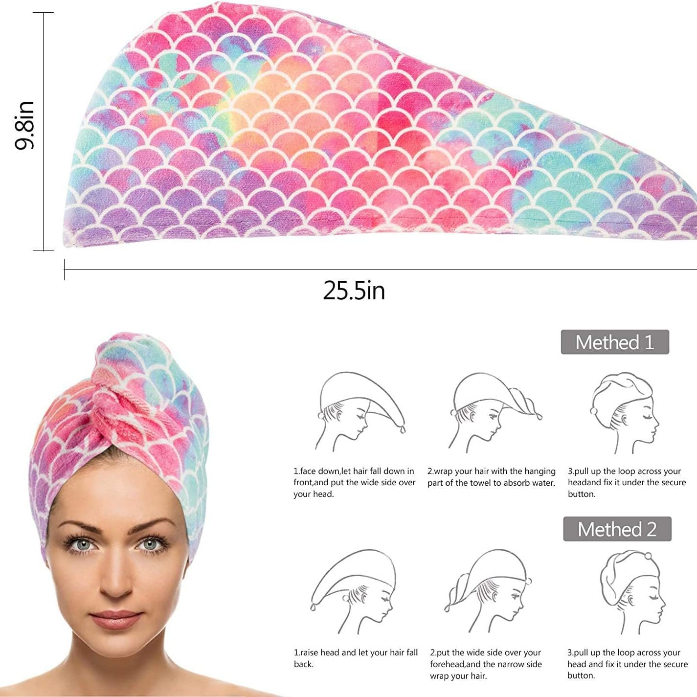 Absorbent Hair Dry Wrap Cap,Women'S Shower Hair Towel for Efficient Hair Drying(3Pcs) image number 4