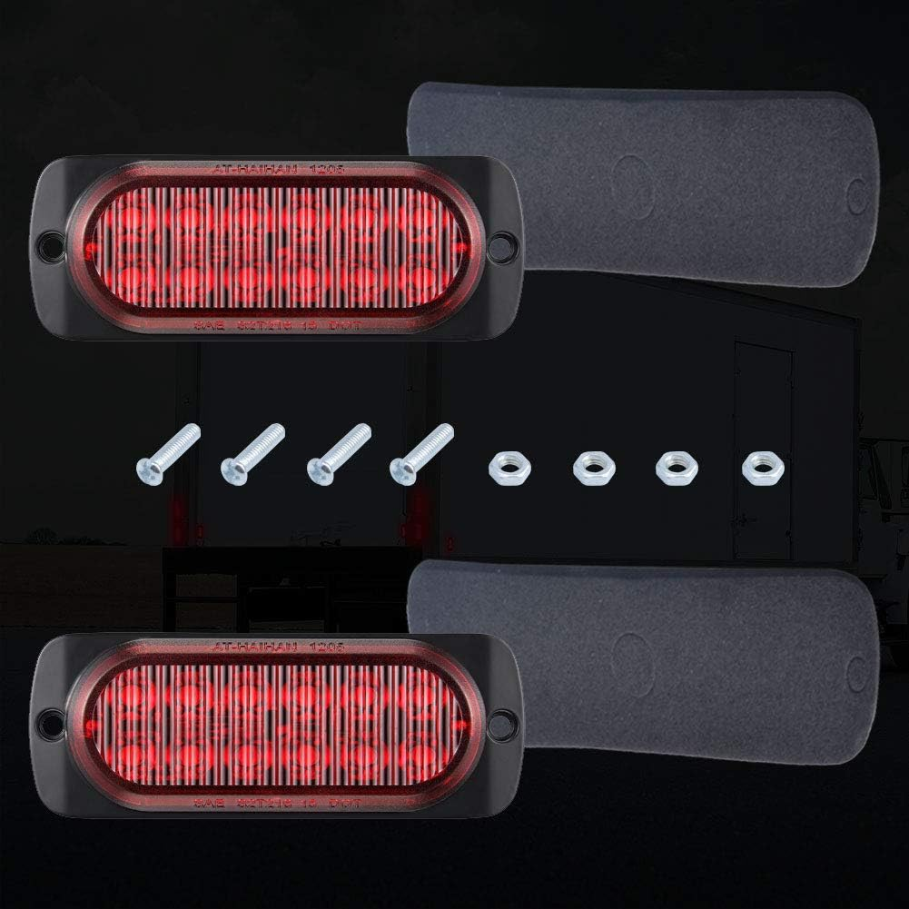 AT-HAIHAN Pack of 2 Aluminum Housing Red LED Trailer Stop Brake Turn Tail Lights, DOT Compliant Waterproof Surface Mount Lighting for Truck Tractor Jeep RV image number 3