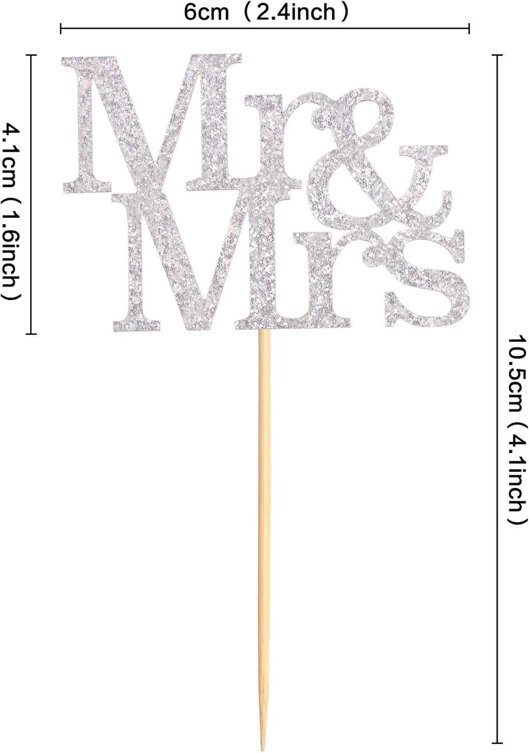 48PCS Sliver Mr & Mrs Cupcake Toppers Wedding Propose Cucpake Picks Bridal Baby Shower Party Decoration Supplies image number 1