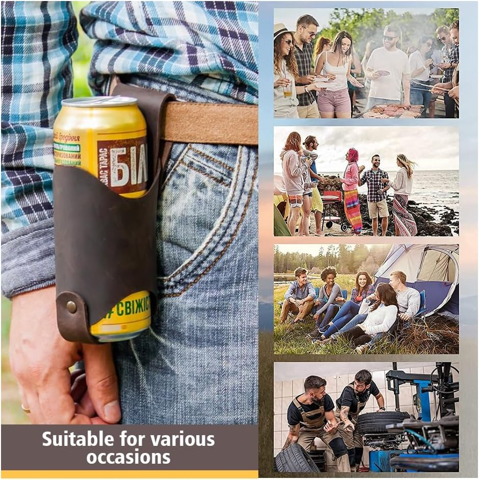 Belt Bottle Holder Pu Leather Beer Holsters Beer Belt Holder Beer Gifts Cool Beer Accessories Gadgets (1 PC) image number 6