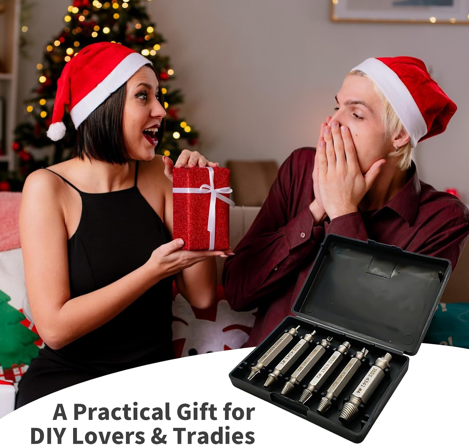 6PCS Damaged Screw Extractor Set, Dual-Head Stripped Screw Remover Kit with 6 Sizes, Hardened HSS Steel Easy Out Tools for DIY, Home & Auto Repairs image number 4