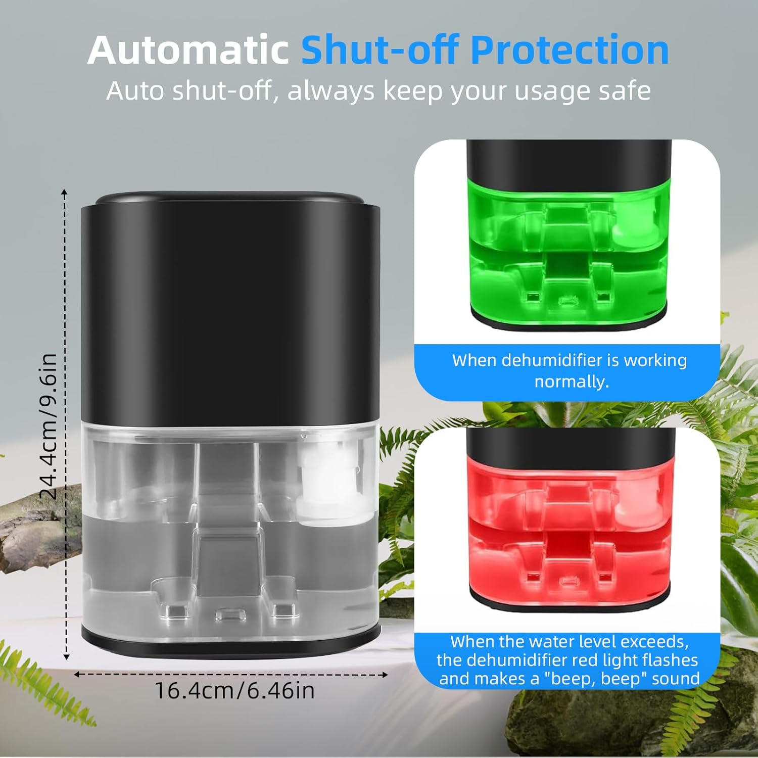 2000ML Dehumidifiers for Home, Air Purifier Dehumidifier for Room Damp with LED Light, Auto Shut Off, Portable and Ultra Quiet for Drying Clothes, Bedroom, Bathroom, Wardrobe - Black (AU PLUG) image number 4