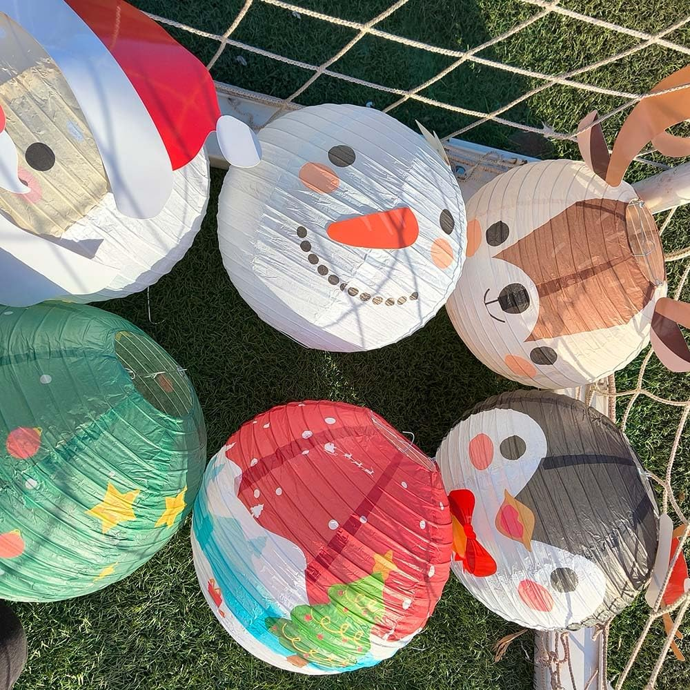 ANJOGIFT 6 Pcs Christmas Hanging Paper Lantern Set Santa Snowman Elk Penguin Lanterns Xmas Party Supplies Home and Birthday Graduation Christmas Decoration Products image number 5
