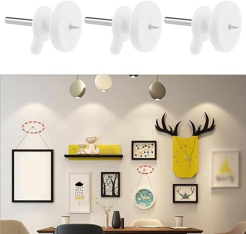 100PCS Hardwall Picture Hook White Mini Non-Marking Hooks Invisible Hook Nail Photo Frame Hangers for Hard Wall Picture Frames Oil Painting Posters Frame Hangers for Home Office Hanging Picture Photo image number 6