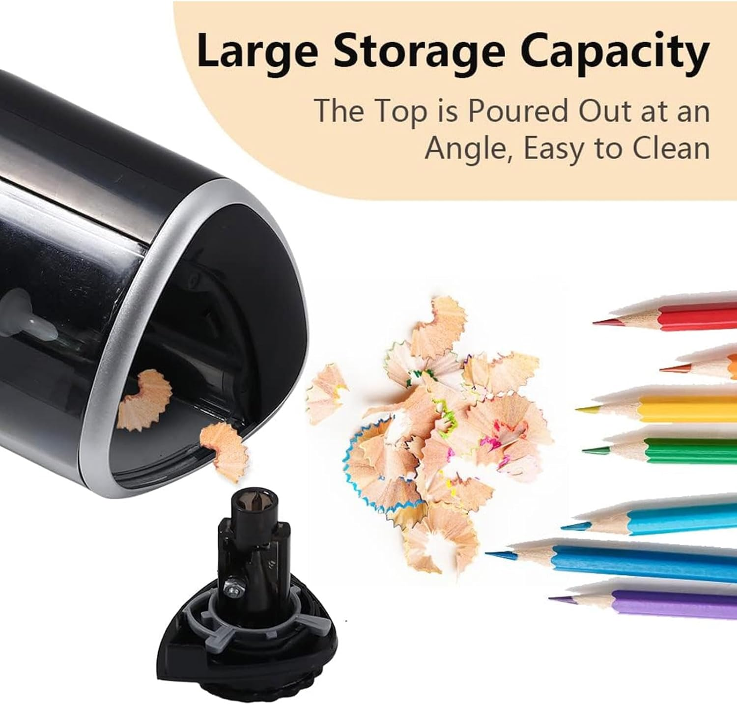 Annuoyi Electric Pencil Sharpener,Pencil Sharpener with Durable Blade to Fast Sharpen, Battery Operated Automatic Sharpener for No.2/Colored Pencils(6-8Mm), School/Classroom/Office/Home image number 5