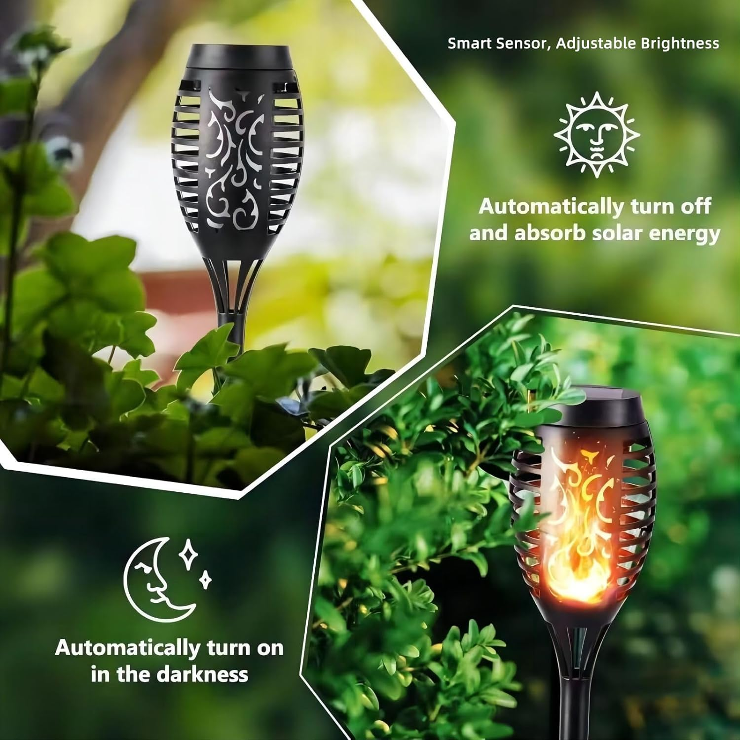 4Pack Solar Lights Outdoor, Solar Mini Torch Light for Garden Decor, Solar Garden Lights, Waterproof Solar Powered Outdoor Lights, Flame Torches for outside Patio Pathway Yard Decorations image number 3