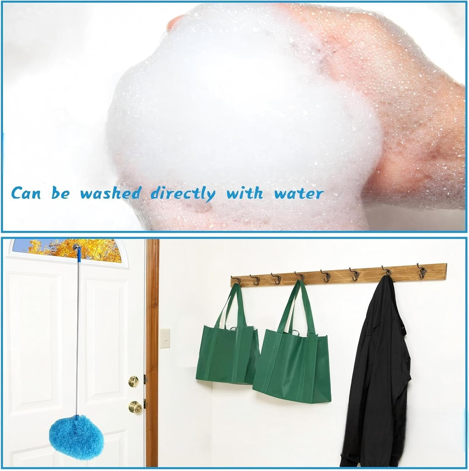 AHGXG Ceiling Fan Cleaner Duster, Microfibre Extendable Handle, 13-48 In, Reusable Blade Cleaner for Bookshelves, Windows, Doors, image number 6