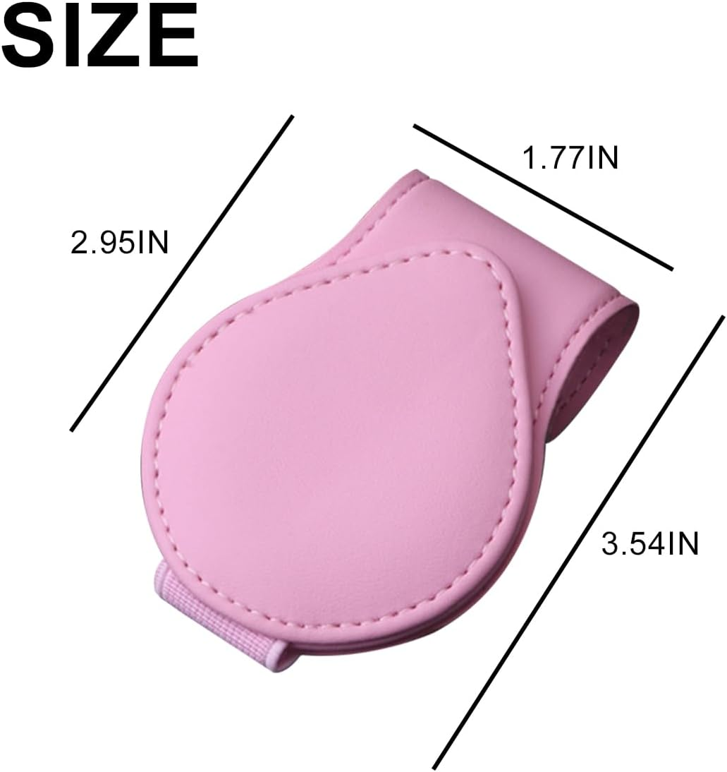 Mandark Magnetic Sunglass Holder for Car Visor, Leather Vehicle Eyeglass Hanger Clip, Automotive Interior Ticket Card Glasses Organizer Clamp Accessories, Universal for SUV, Sedan, Truck(Pink) - Beige image number 3