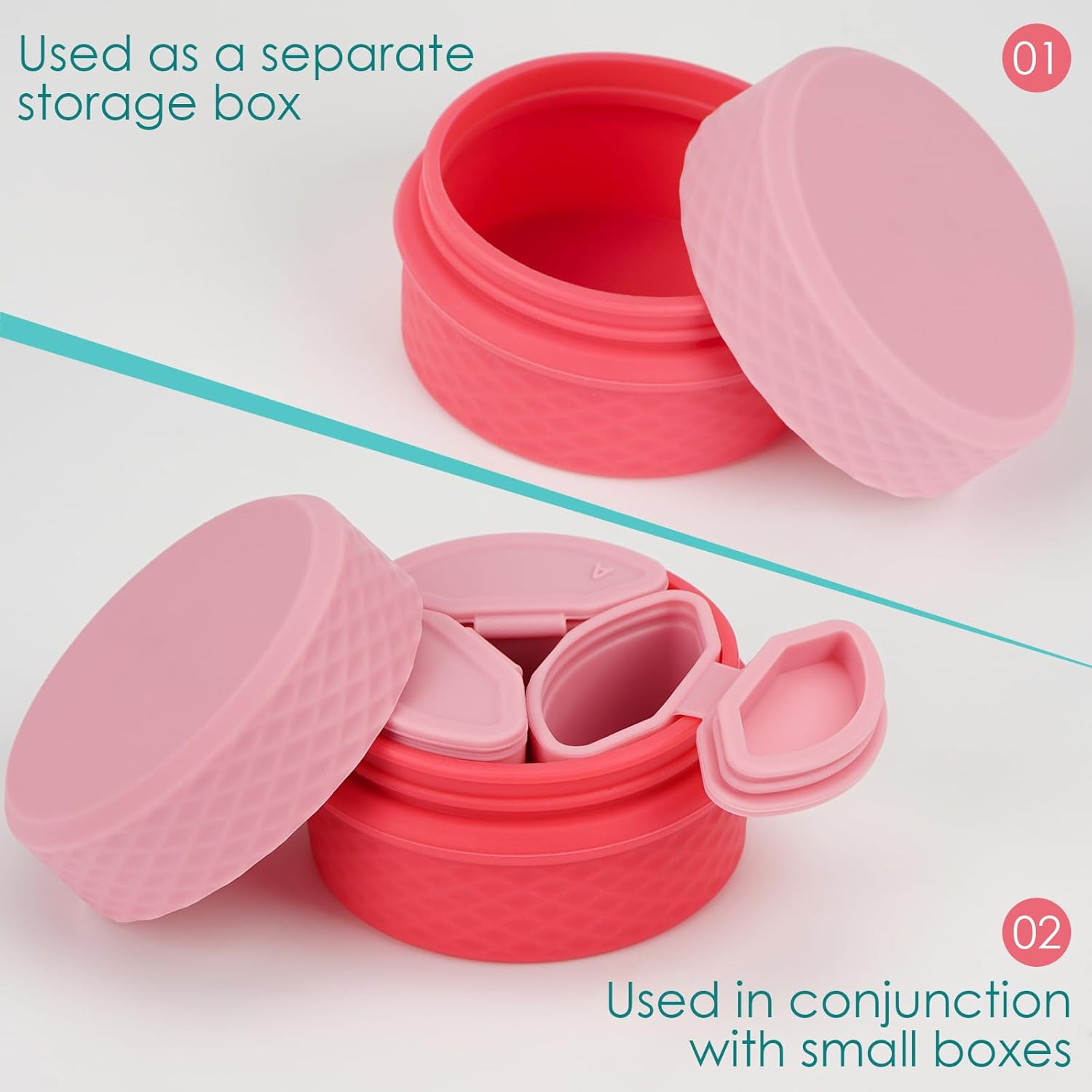 2 Pack Silicone Makeup Containers, Leak-Proof Travel Cosmetic Jars for Creams with Lid, Travel Essentials Accessories for Toiletries (Blue, Pink)