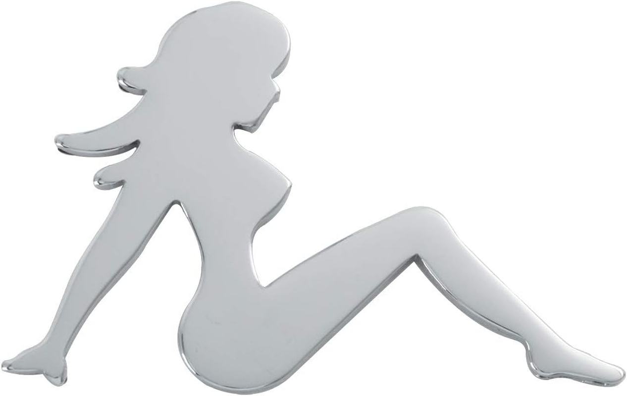 Grand General 90490 Chrome Small 'Sitting Girl Silhouette' Mud Flap Cut-Out image number 1
