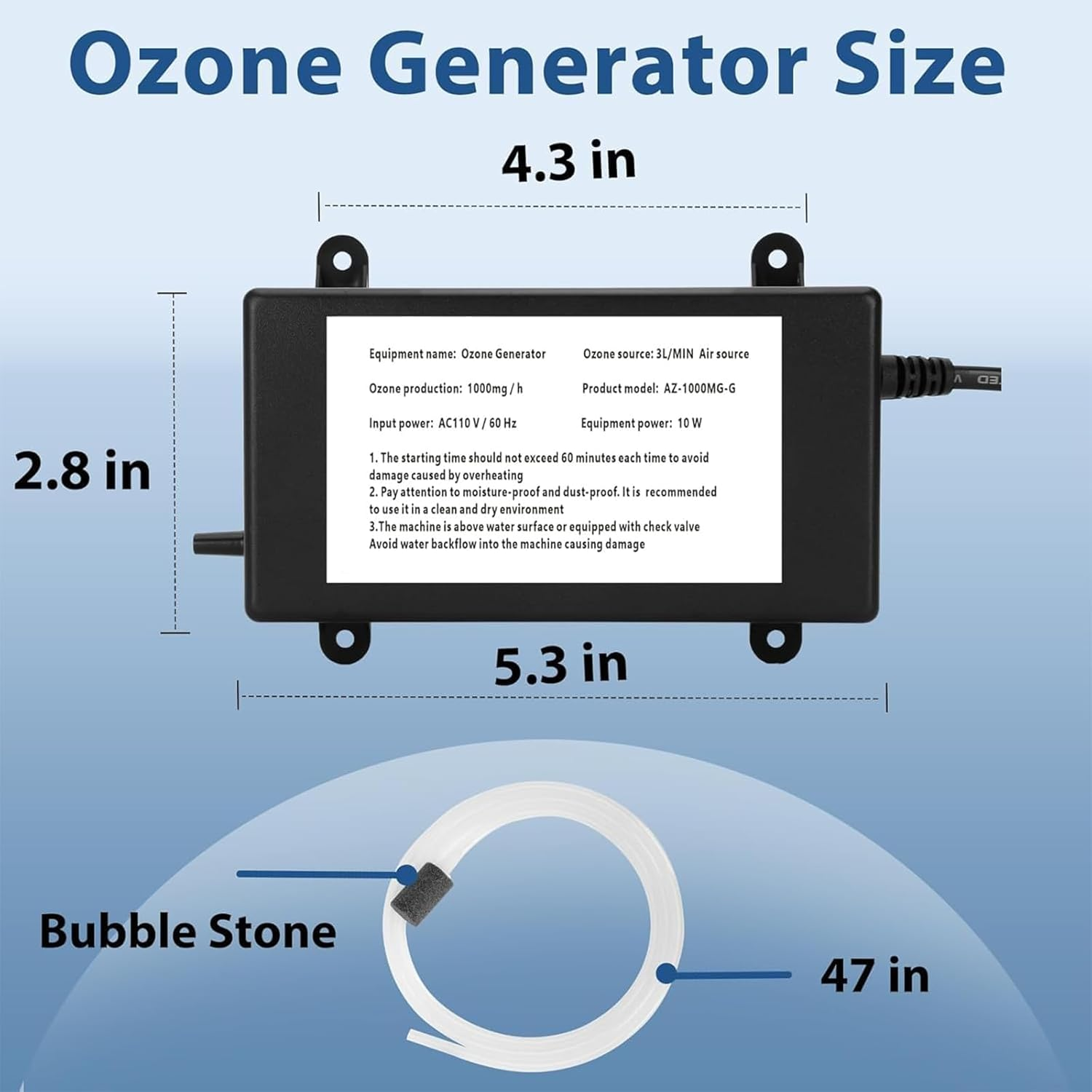 1000Mg/H Ozone Generator Cold Plunge with Timer, Ozone Generator Water Keep Cold Plunge, Ice Bath, Spa, Hot Tub, Pool Clean and Fresh for Long Time image number 1