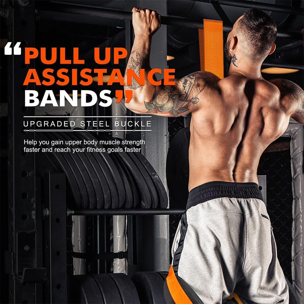 SHENMAIDAY Pull up Assistance Bands 300Lbs, Adjustable Heavy Duty Resistance Band for Pull Up, 4 Pull up Bands, Comfortable Fabric Feet/Knee Rest, Home Fitness, Body Stretching, Chin Up image number 3
