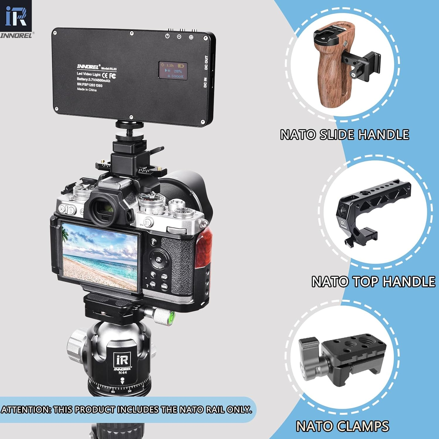 2 Packs Quick Release NATO Rail 65Mm Long Universal anti off Rail with 1/4" Screws and anti Drop Safety Pins NR65-INNOREL Aluminum Alloy Mini Rail for Camera Cage, Field Monitor Mount NATO Clamp image number 1