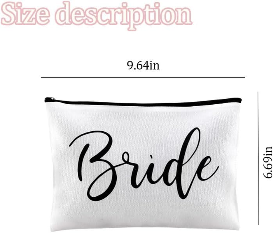 Bridal Shower Gifts for Bride Bachelorette Wedding Party Supplies Bridal Makeup Bag Engagement Presents for Fiancee Bride-To-Be Travel Cosmetic Bag for Women image number 5