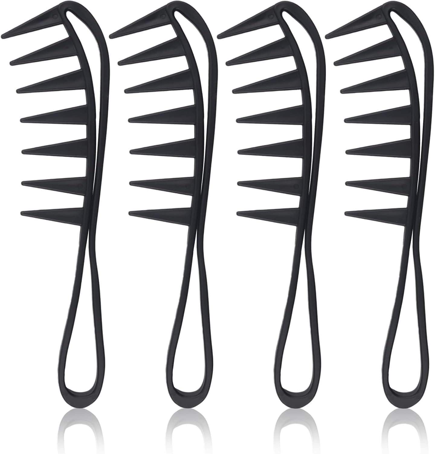 4 Pieces Wide Tooth Comb for Curls, Large Curl Comb for Knotted, Wavy, Thick, Thin Hair, Large Tooth Comb for Women and Men, Extra Wide Curl Comb for Brushing Curls, Black image number 3