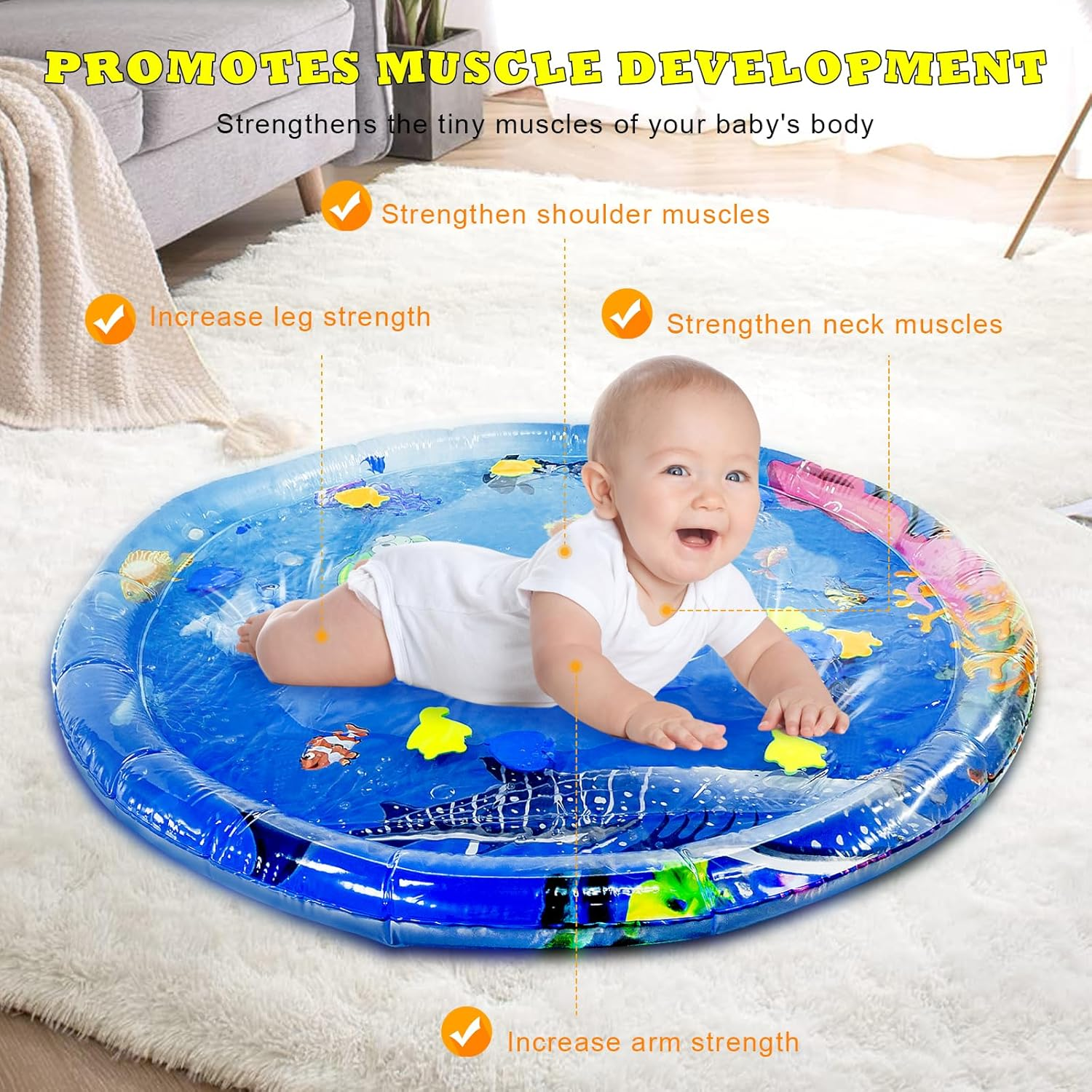 Inflatable Tummy Time Mat Premium Baby Water Play Mat for Infants and Toddlers, Strengthen Your Baby'S Muscles, Portable Pat & Play Stimulation for Boys Girls 6 Month to 3 Years image number 6