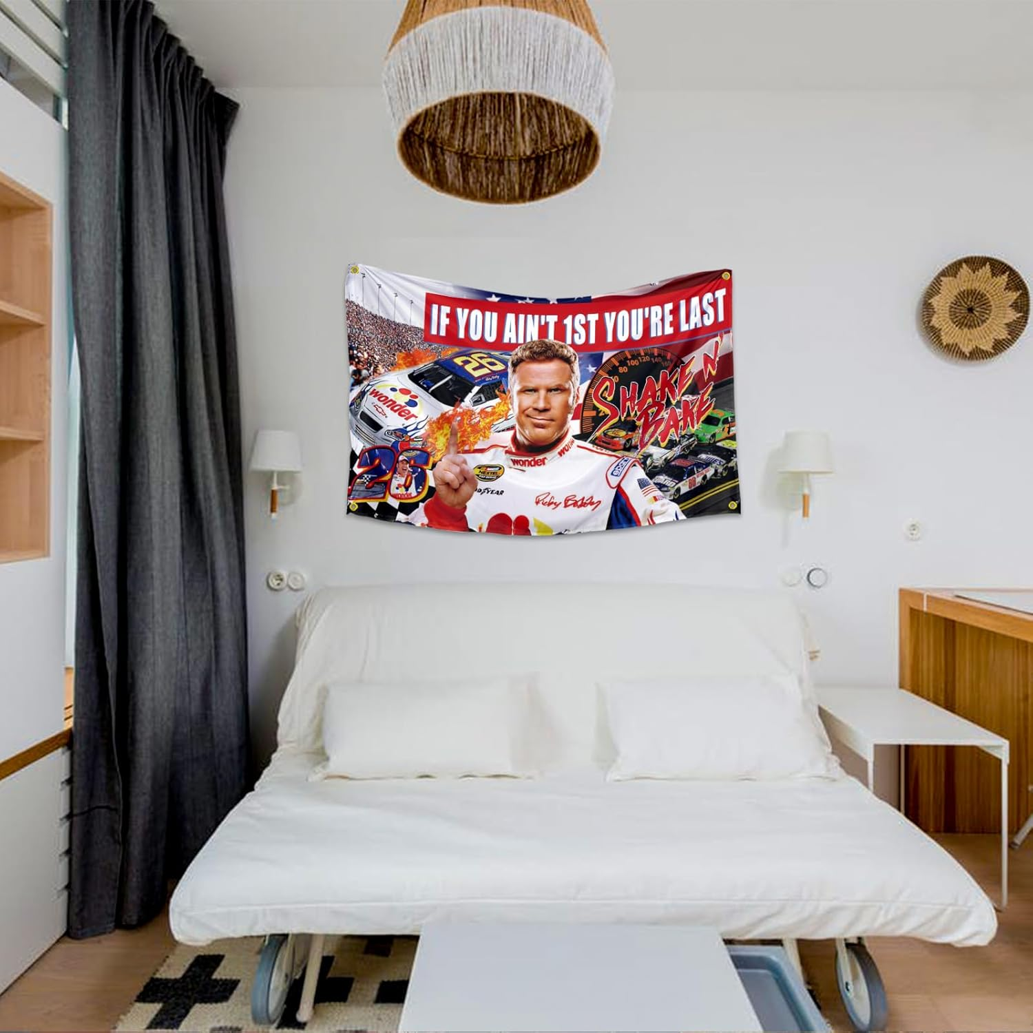 If You Ain'T 1St First You'Re Last Flag for Talladega Nights Ricky Bobby，3X5 Feet Flag Funny Poster Durable Man Cave Wall Flag with Brass Grommets This Beautiful Entertaining Banner Flag for College image number 6