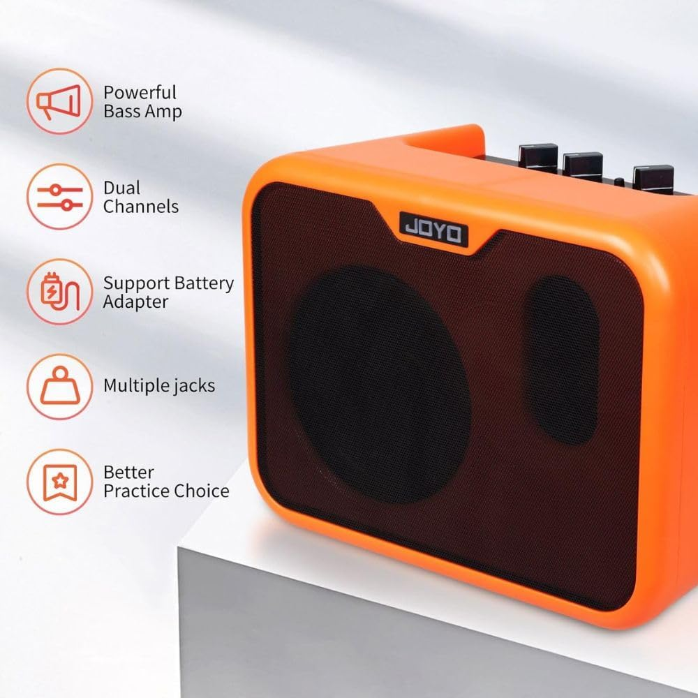 JOYO MA-10A Mini Portable Acoustic Guitar Amplifier Speaker Switchable Normal/Bright Dual Channel 10W Amp, Orange