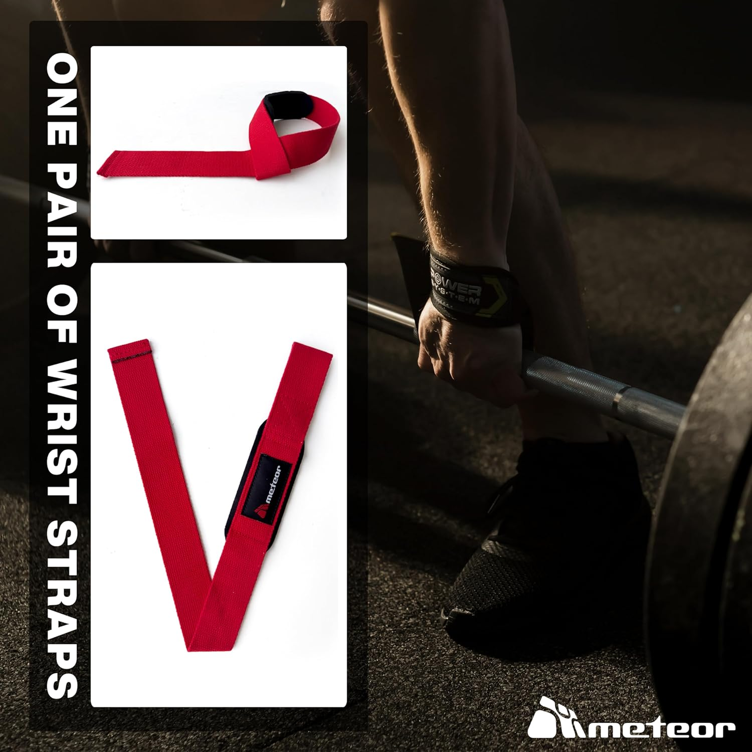 METEOR Weightlifting Straps for Grip and Stability, 60Cm Cotton Blelnd Wrist Straps, Lifting Straps, Weight Straps with Soft Padding for Deadlifts, Powerlifting, and Gym Workouts - Mint-1 Pair image number 5