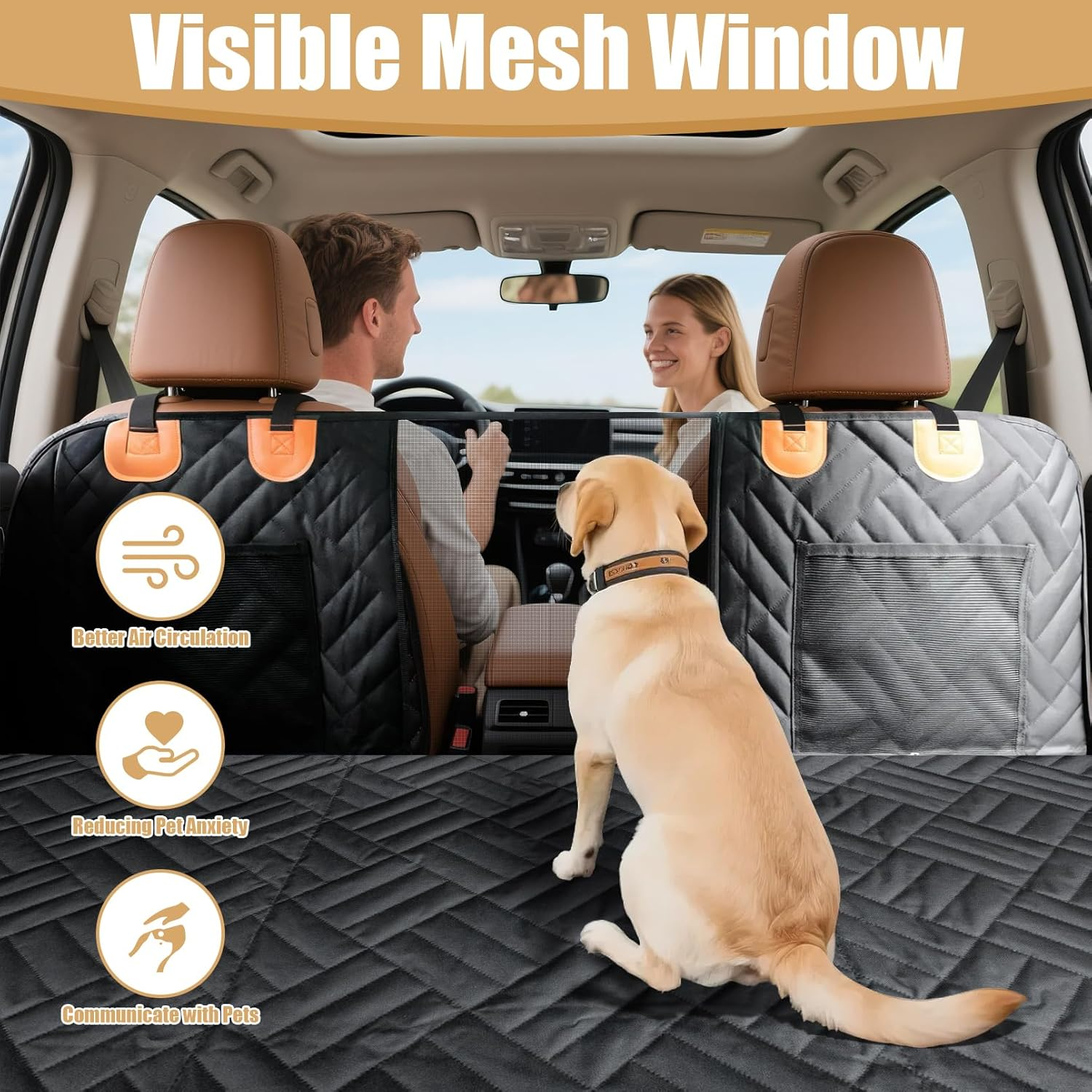 Large Space Hard Bottom Dog Car Seat Cover,Dog Car Seat Extender with Mesh Window,Waterproof Dog Hammock,Hard Bottom,Wear-Resistant,Machine Washable,Suitable for Cars,Suvs,Trucks image number 4