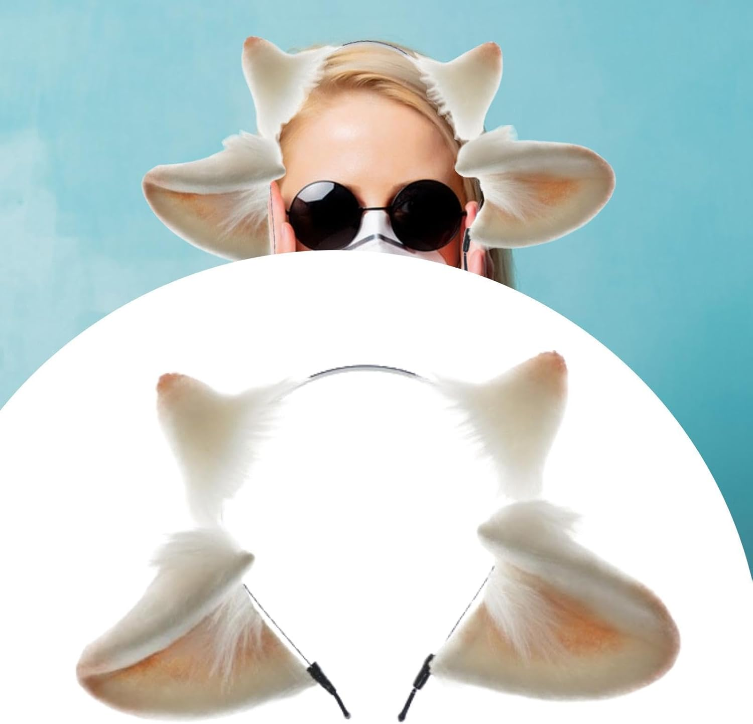 Generic Lamb Ear Headband Headdress for Halloween Animal Themed Parties image number 3