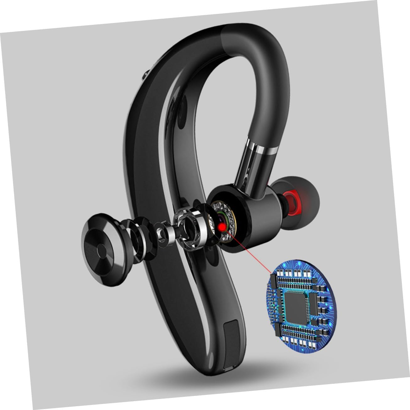 Operitacx Long Battery Life TWS Wireless Earphone Lightweight Driving Earpiece with Mic Workout Compatible Headset for Running and Exercise Black image number 2