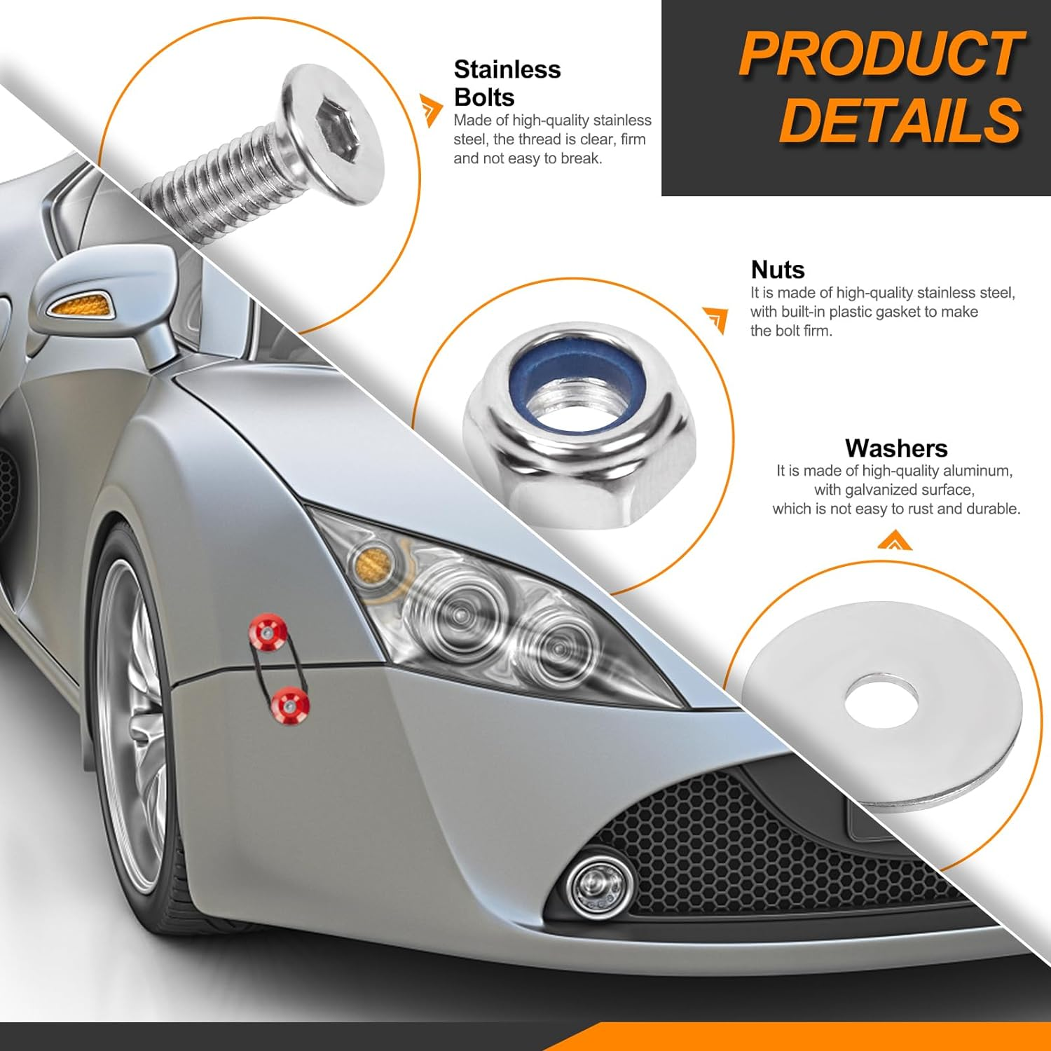 90Pcs 5 Colors Quick Release Fastener Kit Aluminum Bumper Clips Front Rear Bumper Fasteners Bumper Holder Clips Kit Vehicle Bumper Fender Fasteners Repair Kit for Car image number 6