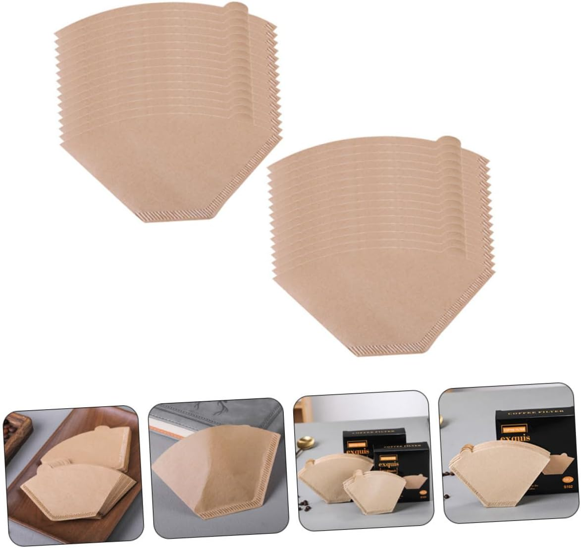LIFKICH 100Pcs Unbleached Disposable Coffee Filter Cones Fine Filtration Paper for Espresso and Dripper Brewers Portable for Coffee Lovers and Tea Enthusiasts