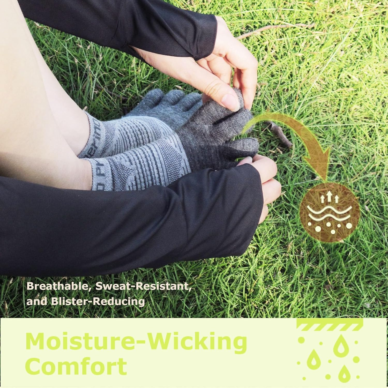 Merino Protect Merino Wool Toe Socks for Men&Women Hiking Socks Odor Resistant Crew Running Socks image number 2