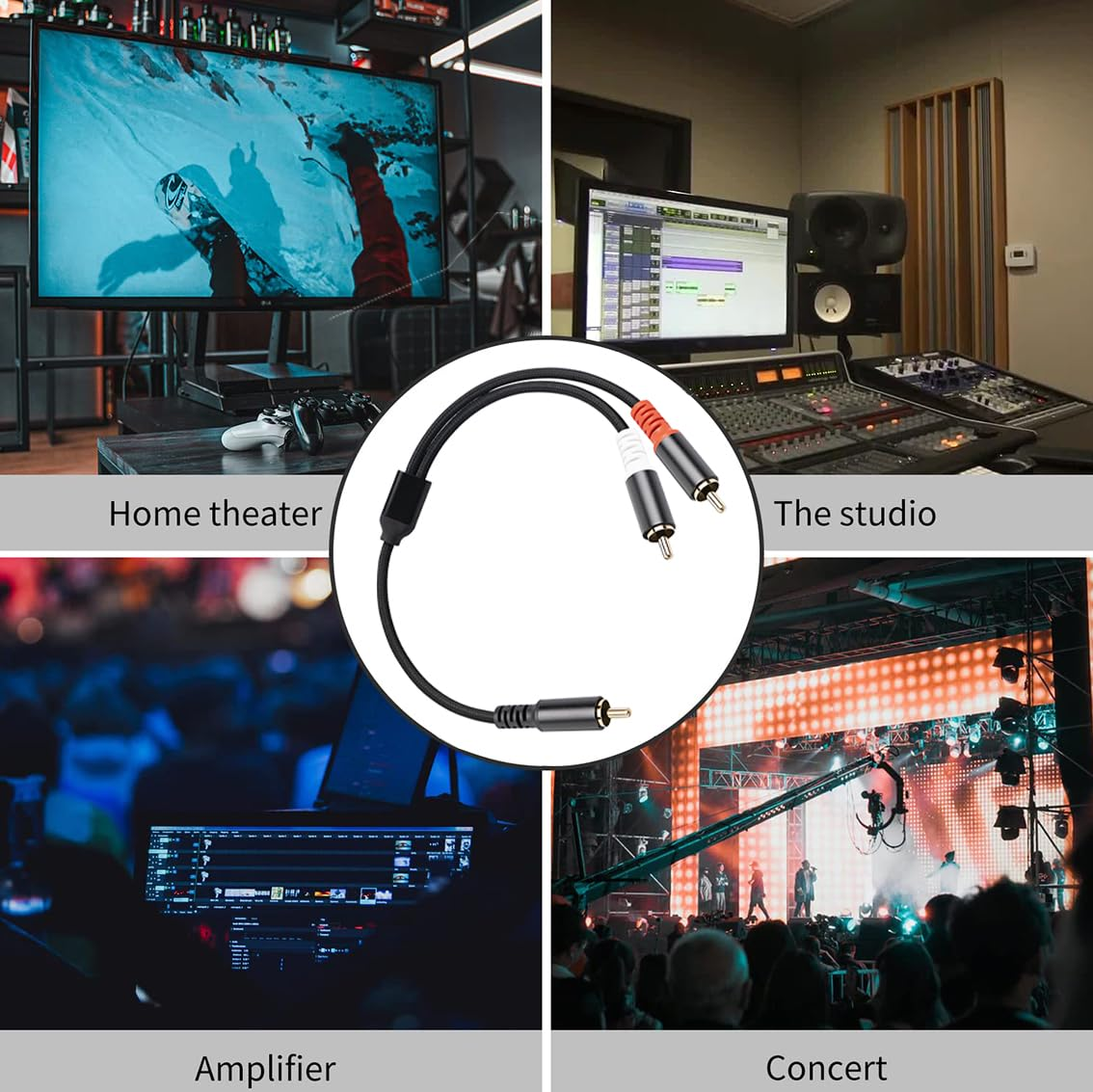 Tunghey RCA Y Cable, Rca/Phono Y Splitter, RCA 1 Male to 2 Male Y Adapter, Male/Male Subwoofer Cable Gold Plated for Subs/Amps/Hi-Fis/Home Theater/Receivers (3M) - 3M image number 5