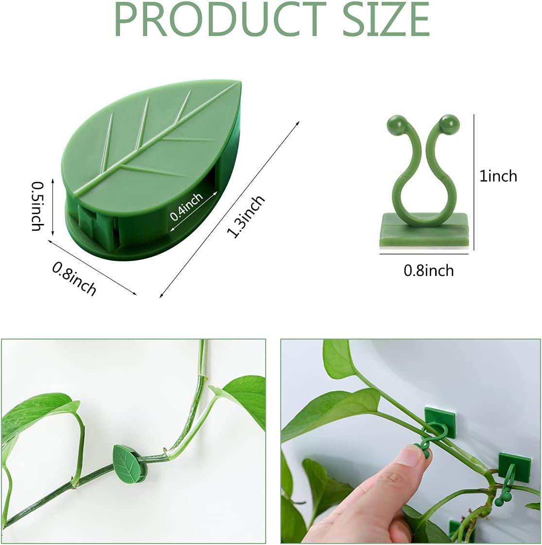 100 Pcs Plant Climbing Wall Fixture Clips Self-Adhesive Hook Vines Traction Clips Invisible Holder Garden Green Leaf Simulation Self-Adhesive Hook Wire Fixing Supporting image number 3