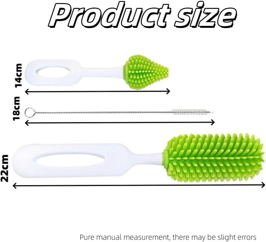 Portable Bottle Brush Set, Baby Bottle Cleaner with Storage Box,Travel Baby Bottle Drying Rack,Lawn Countertop Baby Bottle Drying Rack,Spring Green