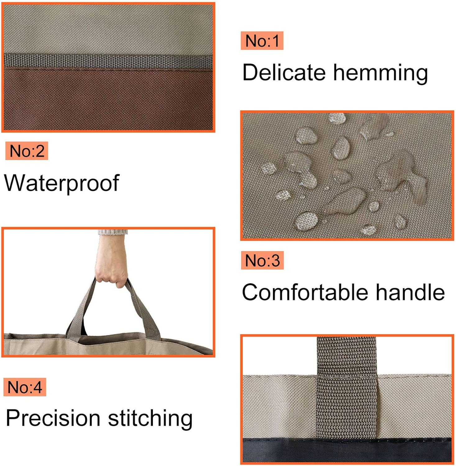 Tignapoo Firewood Log Carrier Large Firewood Bag Wax Canvas Log Carrier Tote High Capacity Durable Fire Wood Holder Bag Fireplace Accessories image number 1