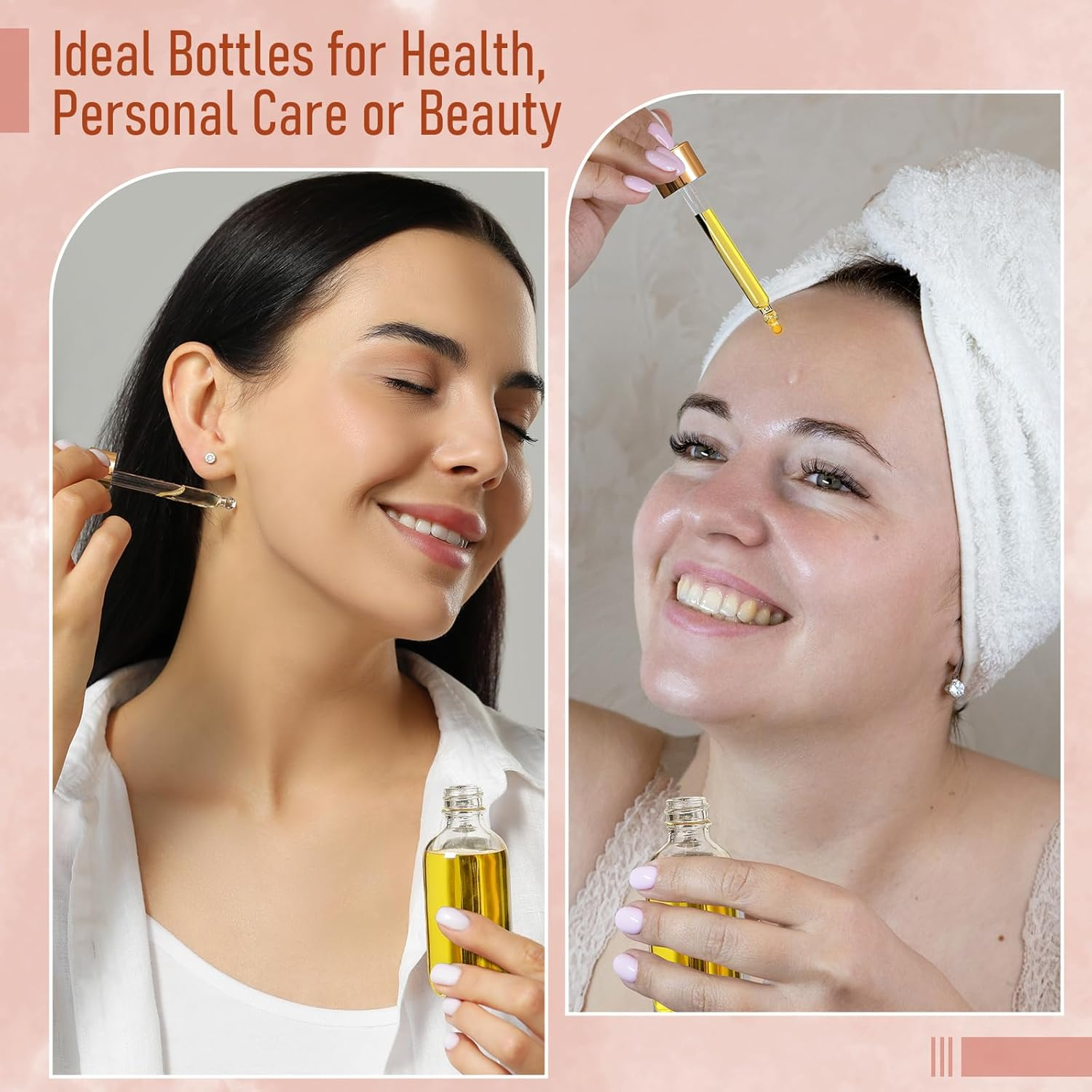 AOZITA 4 Pcs, 1 Oz Golden Cap Clear Dropper Bottles (30Ml) with 1 Funnel & 4 Labels - Glass Tincture Bottles with Eye Droppers - Leakproof Essential Oil Bottles for Health, Personal Care & Beauty image number 3