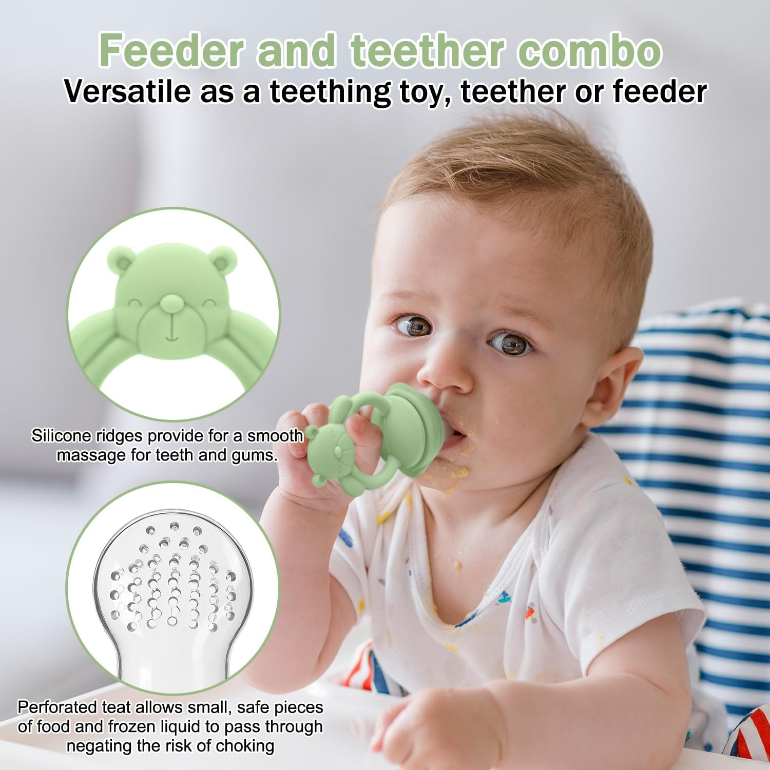 Baby Silicone Fruit Food Feeder Pacifier & Breastmilk Popsicle Freezer Molds, BPA Free Baby Food Storage Containers Frozen Ice Tray for Baby Feeding Safely, Infant Fruit Teething Toy image number 4