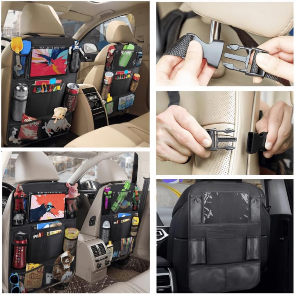 1 Pcs Car Organizer Back Seat, Car Backseat Organizer with 9 Storage Pockets, Back Seat Organizer for Kids Toddlers Car Seats, Travel Accessories(Black) image number 2