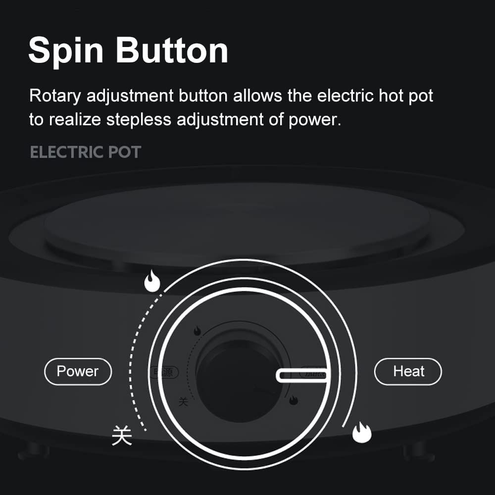 Electric Dual-Sided Shabu Shabu Hot Pot with Divider, 4L Double Flavor Non-Stick Hot Pot with Multi-Power Control, Electric Cooker with Glass Lid for Party, Family Gathering