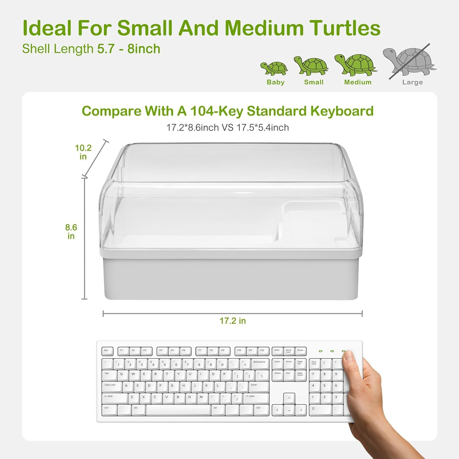 Turtle Tank Habitat Kit, Clioran Aquatic Tortoise Enclosure Starter Aquarium with Multi-Function Area, Hideout, UV Basking Platform Light, Water Filter, Fish Net,Drainage,Plant for Turtle Reptile Crab image number 2