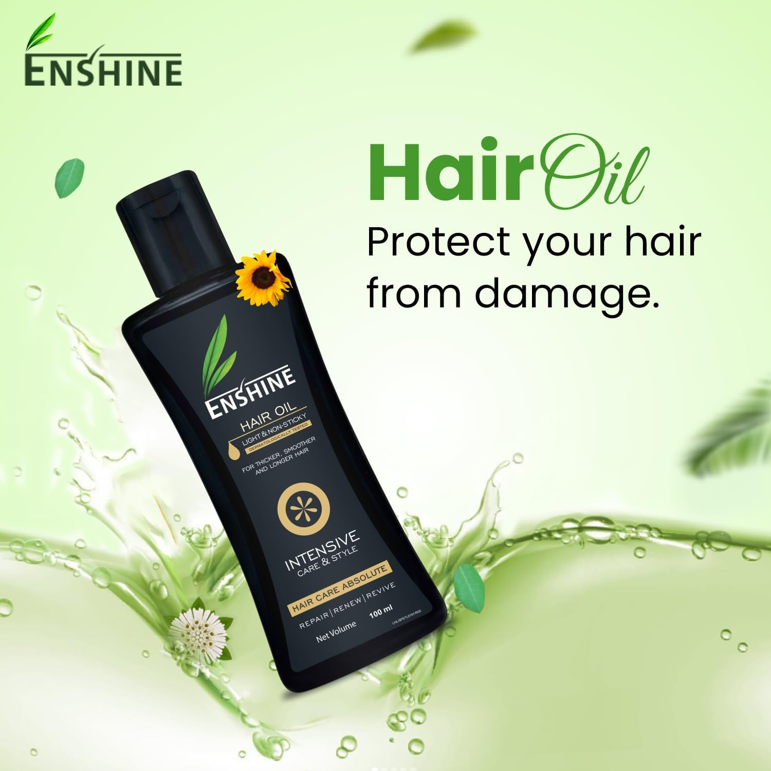 Enshine Medicated Hair Oil Combo Pack of 3 (100Ml Each) &ndash; Light and Non-Sticky | Free from Mineral Oil | Rich Blend of 21 Herbal Oils | Helps for Control Hair Fall and Make Dandruff Free Hair image number 1