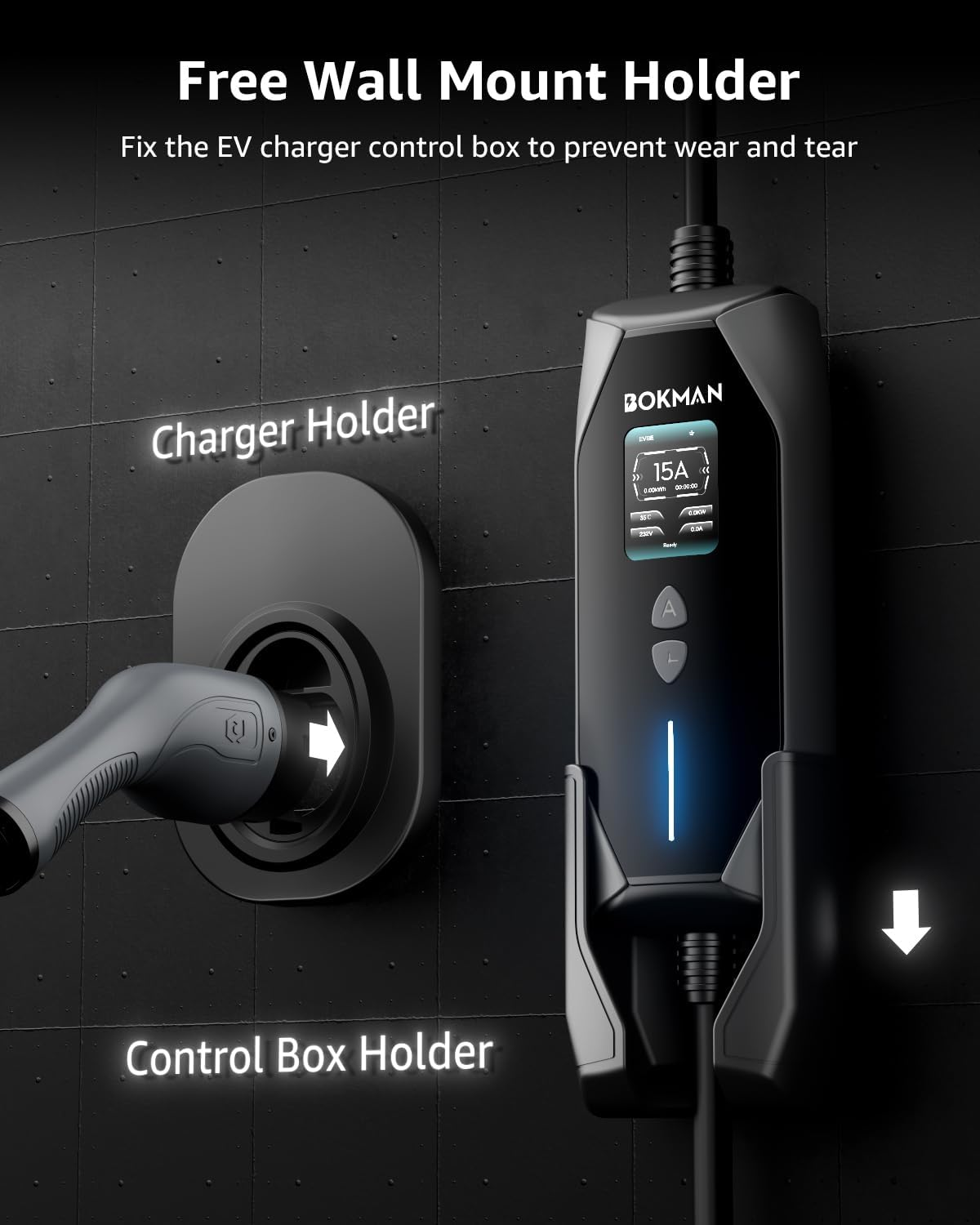 Bokman Type 2 EV Charger, (15A+10A Adapter/3.5Kw/5M) Portable Home Charger with Australian 15A Plug Compatible with Tesla Model3/Y/Atto 3/Mg4/Polestar2/Ev6/Ioniq5 image number 6