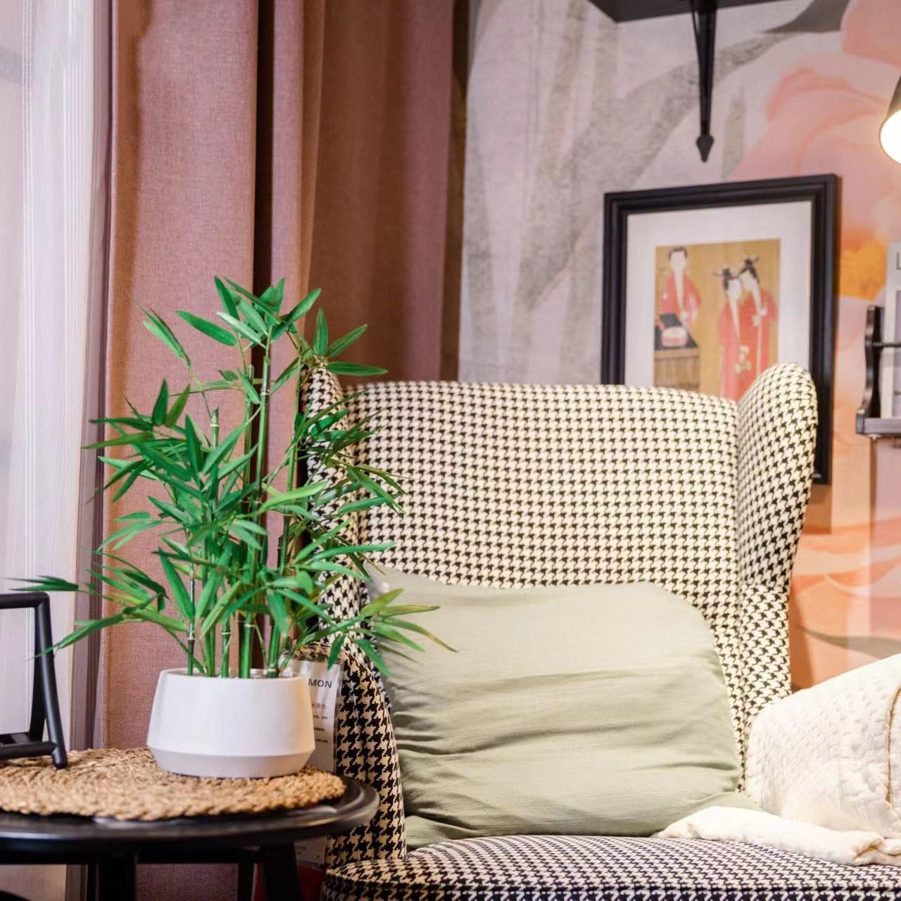 365 Blooming Decor 18" White Potted Faux Bamboo Plant- Luxury Artificial Bamboo Tree in White Pot for Home, Office, Kitchen, Counter Top, Indoor Decor, Money Tree, Lucky Bamboo Tree image number 6