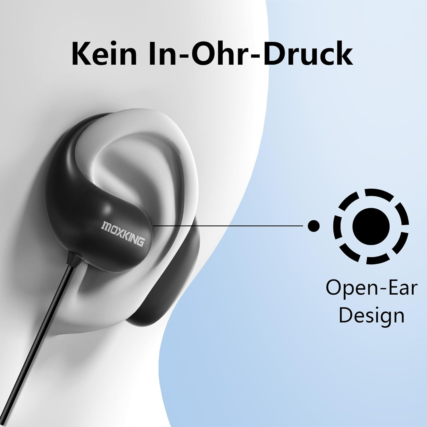 MOXKING Wired Open-Ear Headphones with Microphone, Volume Control and Call Control via Inline Controls, 3.5Mm Jack and All-Round Ear Hook image number 6