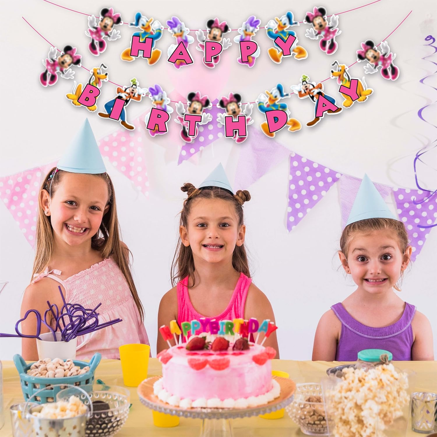 Mine Muse Happy Birthday Banner &ndash; Cute Pink Party Decoration for Girls, Themed Hanging Garland for Birthday & Mine Muse Celebrations image number 3