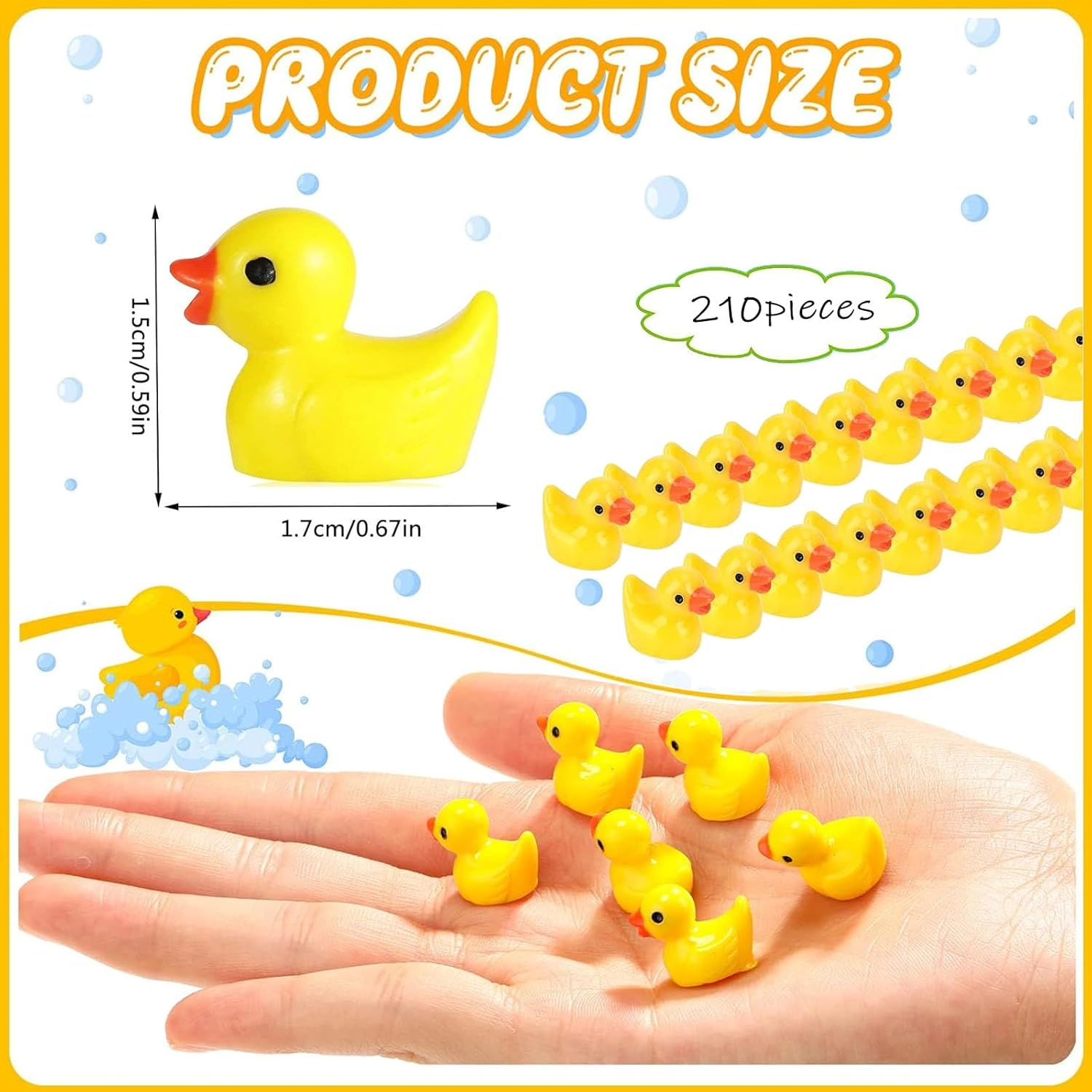 210Pcs Mini Resin Ducks, Yellow Tiny Ducks Miniature Figures for Aquarium Garden Landscape Dollhouse Ornament Potted Decorations DIY image number 2