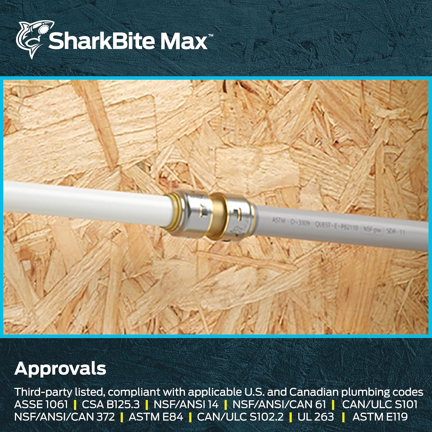 Sharkbite Max 1/2 Inch Polybutylene Transition Coupling, Push to Connect Brass Plumbing Fitting, PEX Pipe, Copper, CPVC, PE-RT, HDPE, UR4008A image number 5